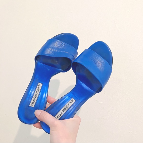 Charles David • Open toe high heel mule in Electric Blue - Picture 7 of 10